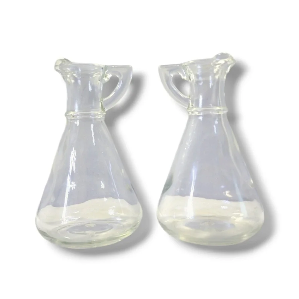 Vintage Everlast Clear Glass Oil and‎ Vinegar Cruet No Toppers Set of 2